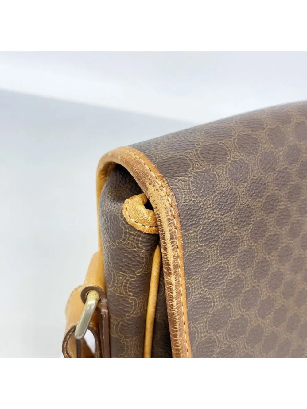 Celine Shoulder Bag Macadam Brown Gold